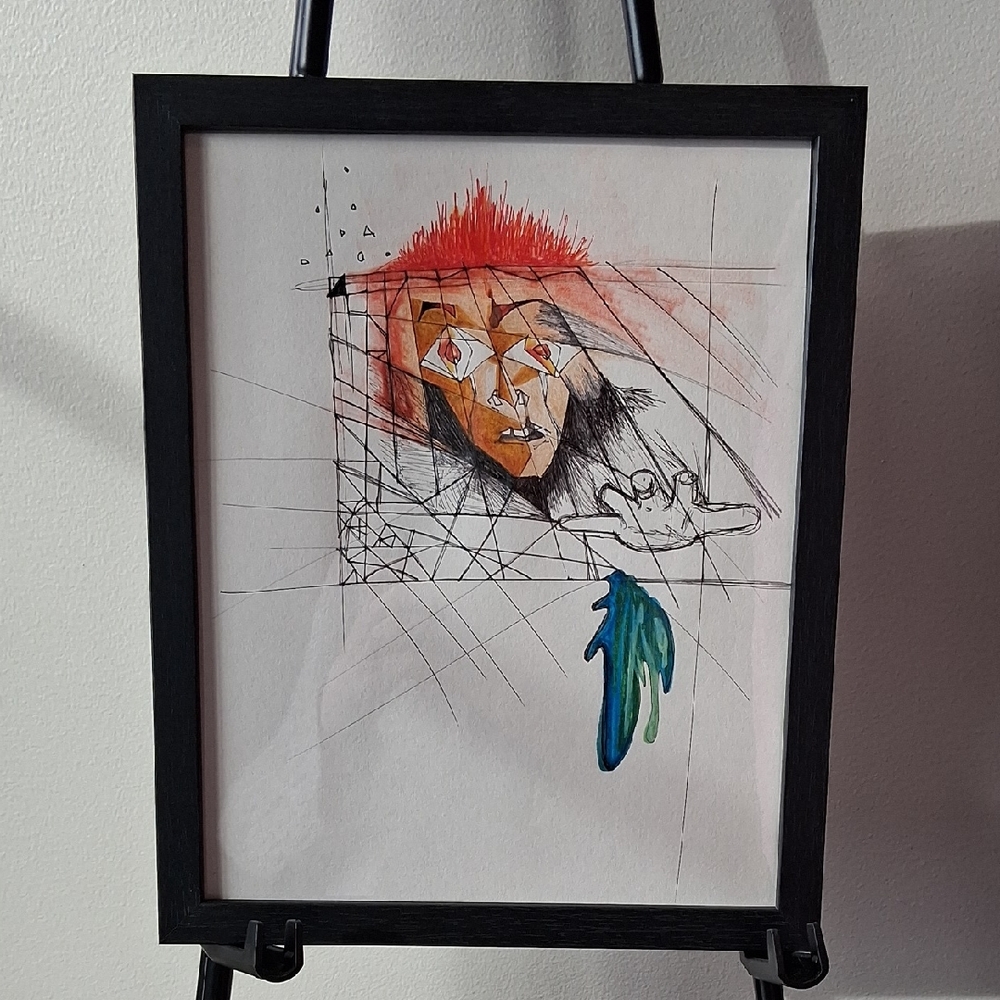 "At What Cost?" Original Emotional Handmade Abstract Framed Art 11"x9"